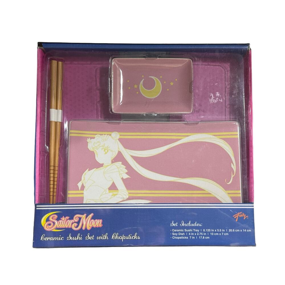 Sailor Moon  Ceramic Sushi Tray & Soy Dish Set With Chopsticks